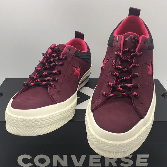 /CONVERSE ONE STAR OX dark burgundy/pink pop/black WMNS sneakers - Picture 4 of 8